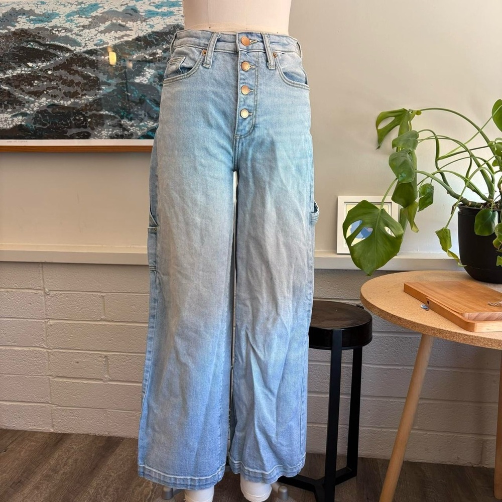 High-Waisted Light Blue Wide-Leg Jeans